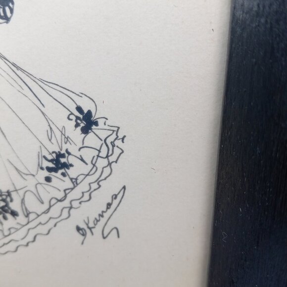 Vintage Woman Holding Dog and Couple Dancing Silhouettes Framed Wall Art Signed - Picture 4 of 16